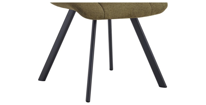 Lot de 2 chaises VELMIA – Tissu vert olive – Pieds métal – Design compact – Élégance naturelle et contemporaine 