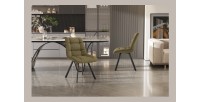 Lot de 2 chaises VELMIA – Tissu vert olive – Pieds métal – Design compact – Élégance naturelle et contemporaine 