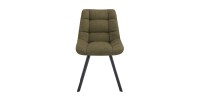Lot de 2 chaises VELMIA – Tissu vert olive – Pieds métal – Design compact – Élégance naturelle et contemporaine 