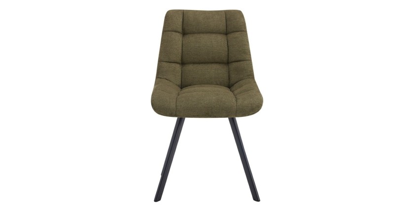 Lot de 2 chaises VELMIA – Tissu vert olive – Pieds métal – Design compact – Élégance naturelle et contemporaine 