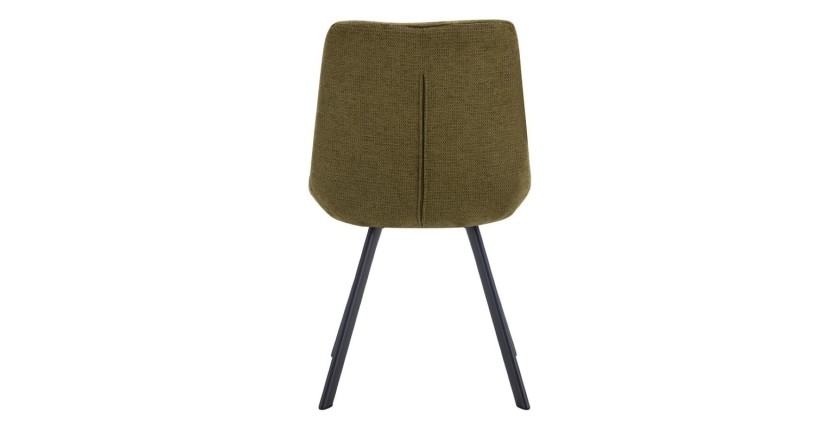 Lot de 2 chaises VELMIA – Tissu vert olive – Pieds métal – Design compact – Élégance naturelle et contemporaine 