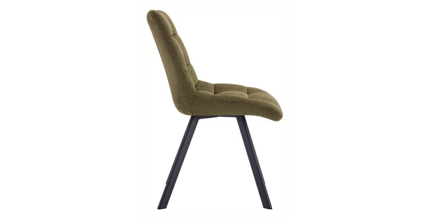 Lot de 2 chaises VELMIA – Tissu vert olive – Pieds métal – Design compact – Élégance naturelle et contemporaine 