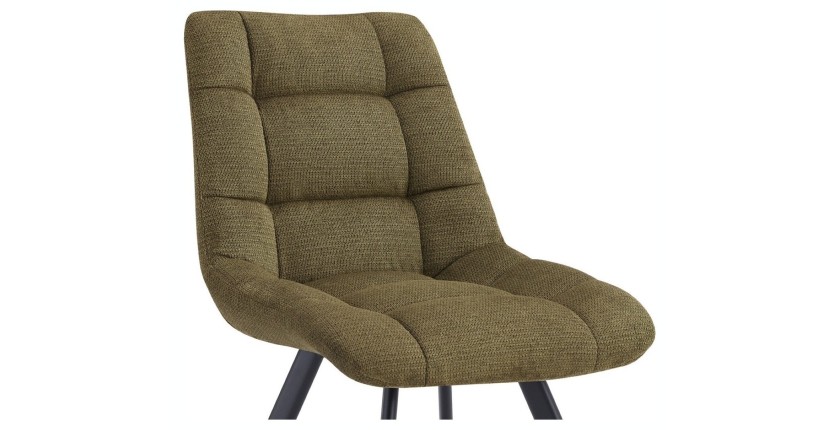 Lot de 2 chaises VELMIA – Tissu vert olive – Pieds métal – Design compact – Élégance naturelle et contemporaine 