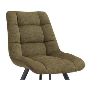 Lot de 2 chaises VELMIA – Tissu vert olive – Pieds métal – Design compact – Élégance naturelle et contemporaine 
