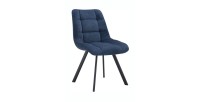 Lot de 2 chaises VELMIA – Tissu bleu océan – Pieds métal – Design moderne – Élégance rafraîchissante 
