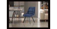 Lot de 2 chaises VELMIA – Tissu bleu océan – Pieds métal – Design moderne – Élégance rafraîchissante 