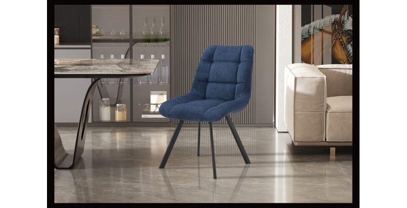 Lot de 2 chaises VELMIA – Tissu bleu océan – Pieds métal – Design moderne – Élégance rafraîchissante 