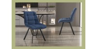 Lot de 2 chaises VELMIA – Tissu bleu océan – Pieds métal – Design moderne – Élégance rafraîchissante 