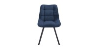 Lot de 2 chaises VELMIA – Tissu bleu océan – Pieds métal – Design moderne – Élégance rafraîchissante 