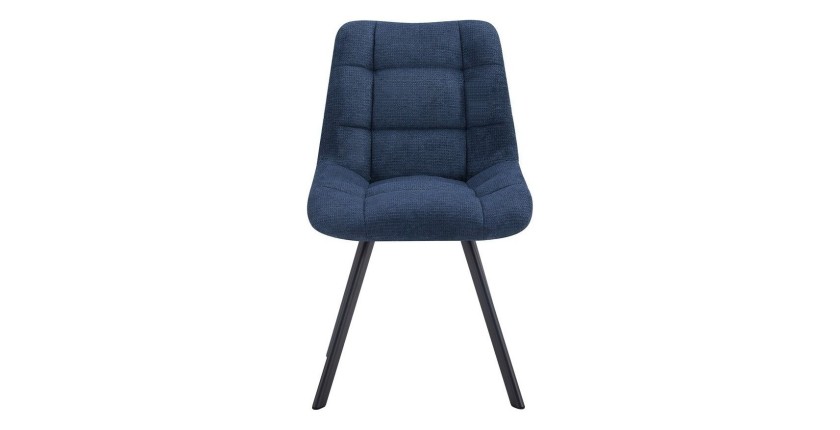 Lot de 2 chaises VELMIA – Tissu bleu océan – Pieds métal – Design moderne – Élégance rafraîchissante 