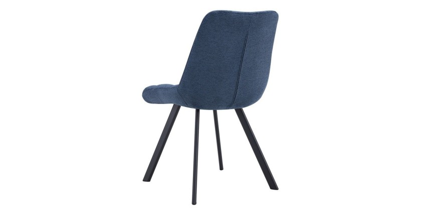 Lot de 2 chaises VELMIA – Tissu bleu océan – Pieds métal – Design moderne – Élégance rafraîchissante 