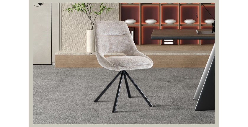 Lot de 2 chaises YUMENA – Tissu beige – Pieds métal – Design épuré – Élégance naturelle et contemporaine 