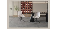 Lot de 2 chaises YUMENA – Tissu beige – Pieds métal – Design épuré – Élégance naturelle et contemporaine 