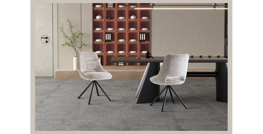 Lot de 2 chaises YUMENA – Tissu beige – Pieds métal – Design épuré – Élégance naturelle et contemporaine 