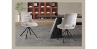 Lot de 2 chaises YUMENA – Tissu beige – Pieds métal – Design épuré – Élégance naturelle et contemporaine 