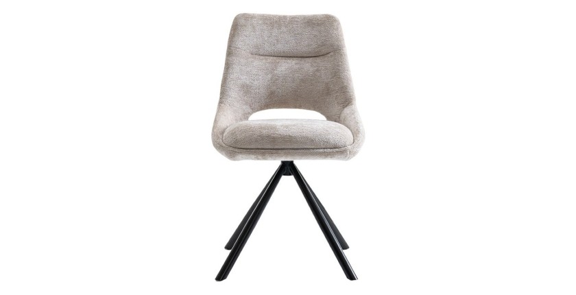 Lot de 2 chaises YUMENA – Tissu beige – Pieds métal – Design épuré – Élégance naturelle et contemporaine 