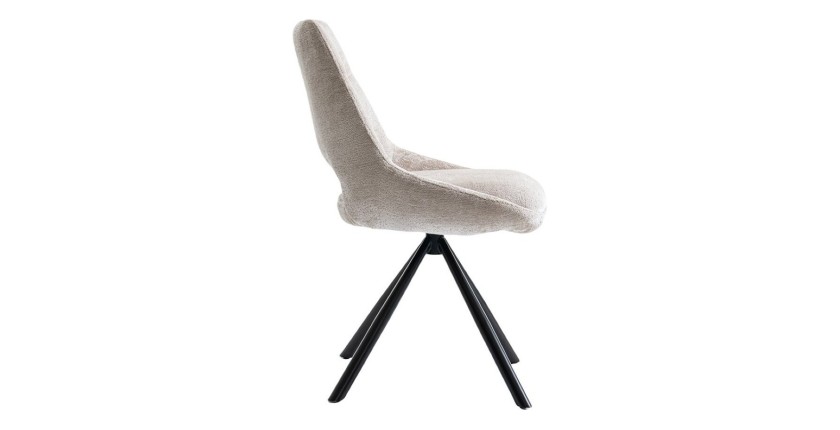 Lot de 2 chaises YUMENA – Tissu beige – Pieds métal – Design épuré – Élégance naturelle et contemporaine 