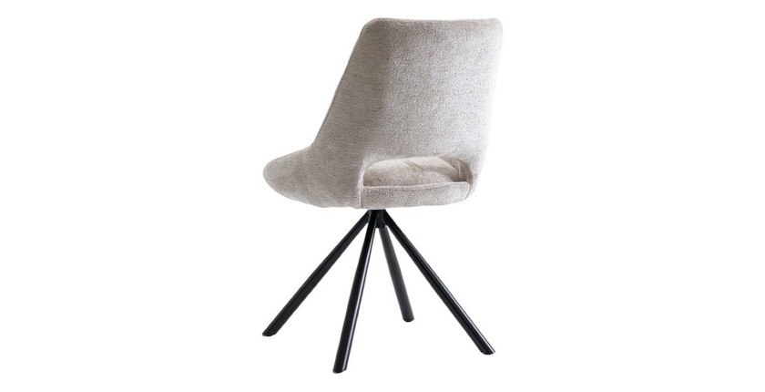 Lot de 2 chaises YUMENA – Tissu beige – Pieds métal – Design épuré – Élégance naturelle et contemporaine 