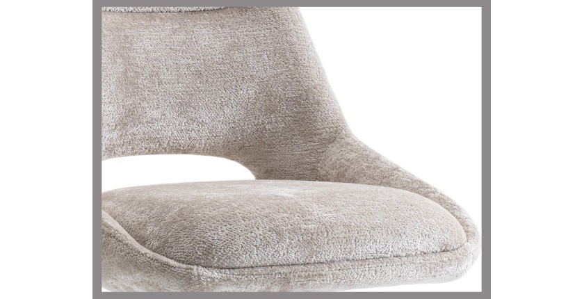 Lot de 2 chaises YUMENA – Tissu beige – Pieds métal – Design épuré – Élégance naturelle et contemporaine 