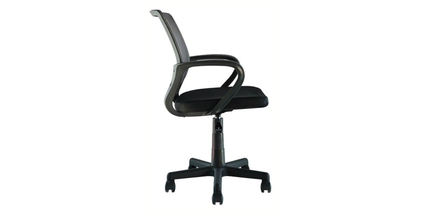 Chaise de bureau ZARNOX – Tissu noir – Accoudoirs – Pivotante – Pieds métal – Design moderne et fonctionnel 