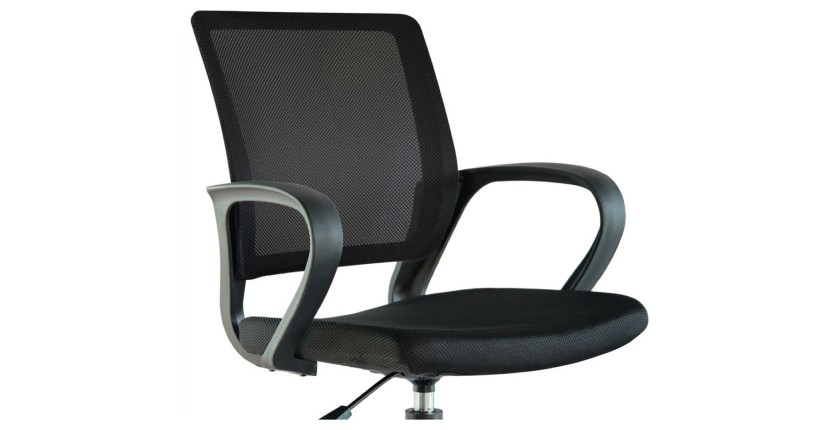 Chaise de bureau ZARNOX – Tissu noir – Accoudoirs – Pivotante – Pieds métal – Design moderne et fonctionnel 