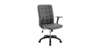 Chaise de bureau KARDEN – Tissu gris – Accoudoirs – Pivotante – Pieds métal – Design ergonomique et contemporain 
