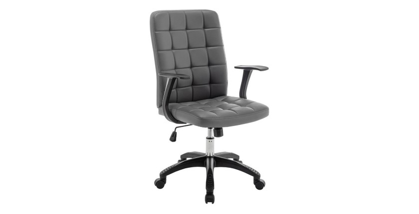 Chaise de bureau KARDEN – Tissu gris – Accoudoirs – Pivotante – Pieds métal – Design ergonomique et contemporain 