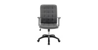 Chaise de bureau KARDEN – Tissu gris – Accoudoirs – Pivotante – Pieds métal – Design ergonomique et contemporain 