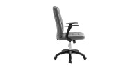 Chaise de bureau KARDEN – Tissu gris – Accoudoirs – Pivotante – Pieds métal – Design ergonomique et contemporain 