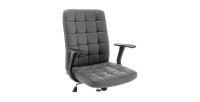 Chaise de bureau KARDEN – Tissu gris – Accoudoirs – Pivotante – Pieds métal – Design ergonomique et contemporain 