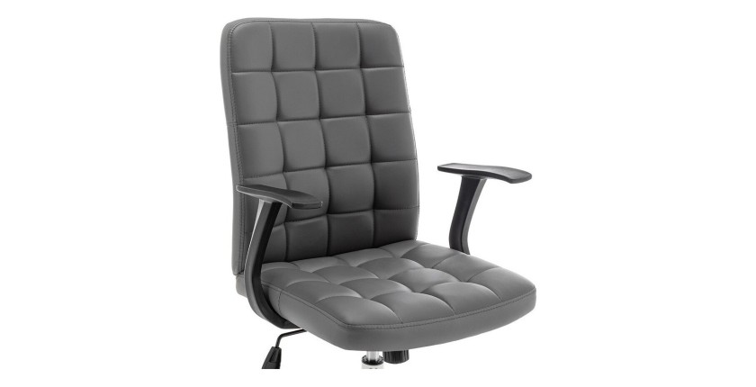 Chaise de bureau KARDEN – Tissu gris – Accoudoirs – Pivotante – Pieds métal – Design ergonomique et contemporain 