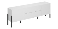 Pack salon SALMA – Meuble TV, buffet 2 portes & 3 tiroirs et armoire blanc super mat & noir mat