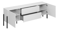 Pack salon SALMA – Meuble TV, buffet 2 portes & 3 tiroirs et armoire blanc super mat & noir mat