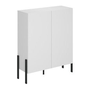 Pack salon SALMA – Meuble TV, buffet 2 portes & 3 tiroirs et armoire blanc super mat & noir mat