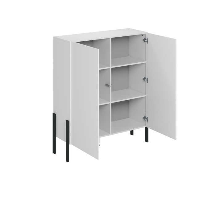 Pack salon SALMA – Meuble TV, buffet 2 portes & 3 tiroirs et armoire blanc super mat & noir mat
