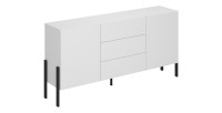 Pack salon SALMA – Meuble TV, buffet 2 portes & 3 tiroirs et armoire blanc super mat & noir mat
