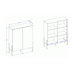 Pack salon SALMA – Meuble TV, buffet 2 portes & 3 tiroirs et armoire blanc super mat & noir mat