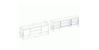Pack Wohnzimmer SALMA – TV-Möbel, Buffet mit 2 Türen & 3 Schubladen und Schrank in supermattem Weiß & mattem Schwarz