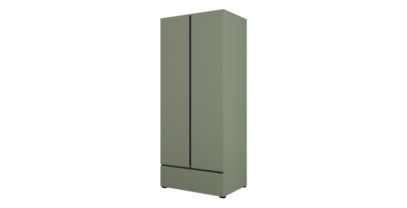Armario HAVANA 90 cm – 2 puertas + 1 cajón – Color verde salvia y negro – Diseño moderno y compacto