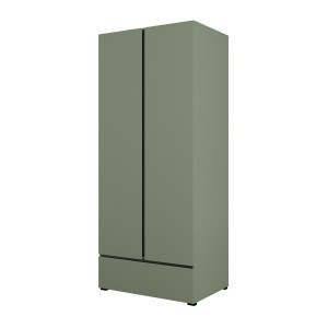 Armario HAVANA 90 cm – 2 puertas + 1 cajón – Color verde salvia y negro – Diseño moderno y compacto