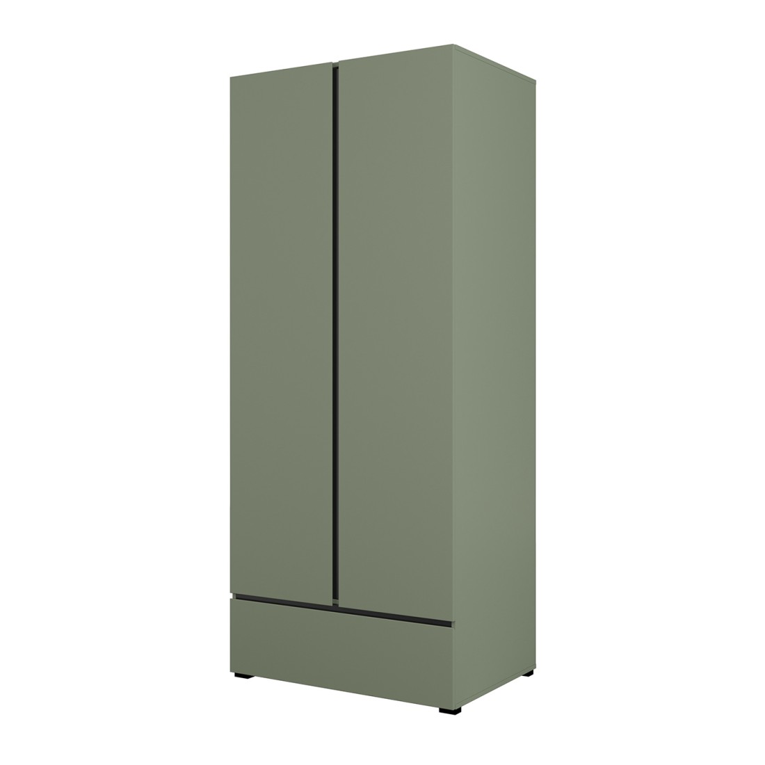 Armario HAVANA 90 cm – 2 puertas + 1 cajón – Color verde salvia y negro – Diseño moderno y compacto