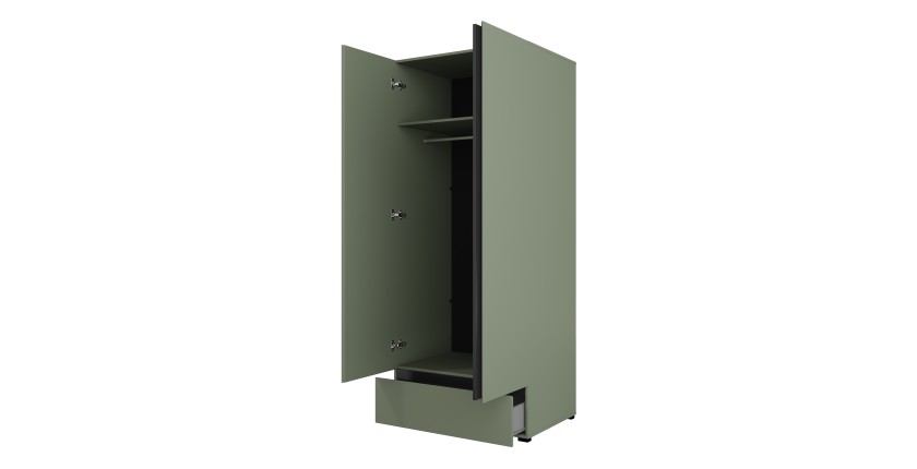 Armario HAVANA 90 cm – 2 puertas + 1 cajón – Color verde salvia y negro – Diseño moderno y compacto