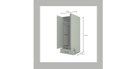 Armario HAVANA 90 cm – 2 puertas + 1 cajón – Color verde salvia y negro – Diseño moderno y compacto