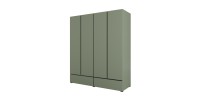 Armoire HAVANA 180 cm – 4 portes + 2 tiroirs – Coloris vert sauge et noir – Design moderne et grande capacité