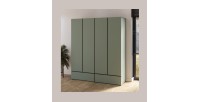 Armario HAVANA 180 cm – 4 puertas + 2 cajones – Color verde salvia y negro – Diseño moderno y gran capacidad