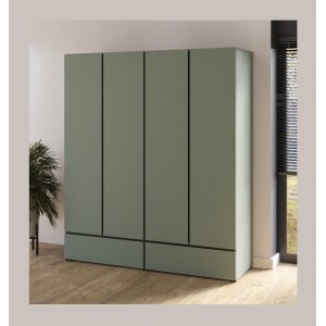 Armario HAVANA 180 cm – 4 puertas + 2 cajones – Color verde salvia y negro – Diseño moderno y gran capacidad
