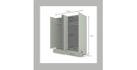 Armoire HAVANA 180 cm – 4 portes + 2 tiroirs – Coloris vert sauge et noir – Design moderne et grande capacité