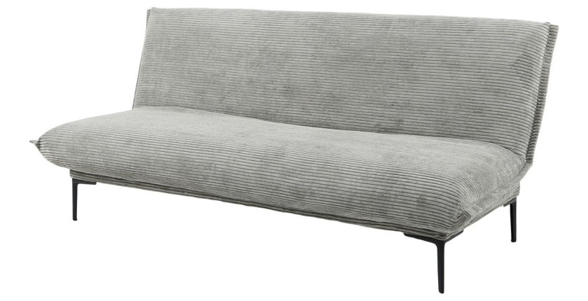 Canapé-lit VELARIS – Tissu velours gris foncé – Structure bois – Matelas intégré – Élégant et compact
