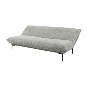 Canapé-lit VELARIS – Tissu velours gris foncé – Structure bois – Matelas intégré – Élégant et compact