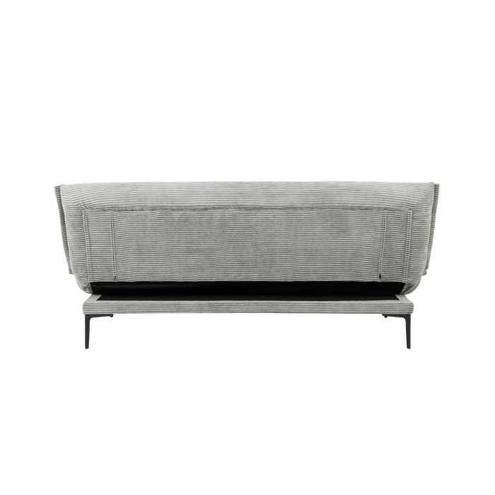 Slaapbank VELARIS - Donkergrijze fluwelen stof - Houten structuur - Geïntegreerde matras - Elegant en compact